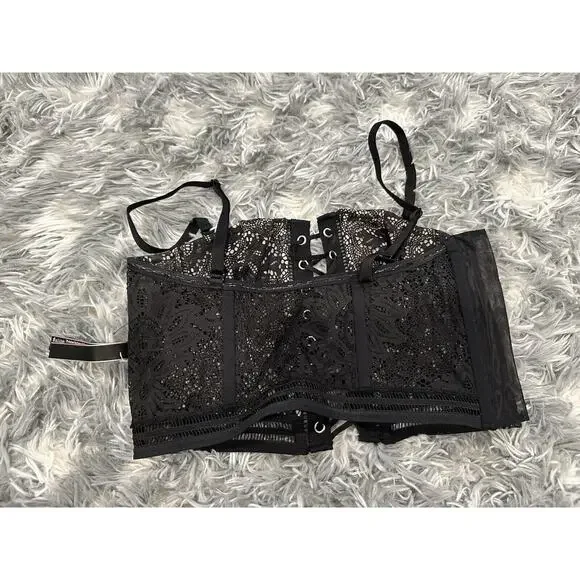 Victoria's Secret Black and Tan Lace Corset Medium M - Picture 9 of 9